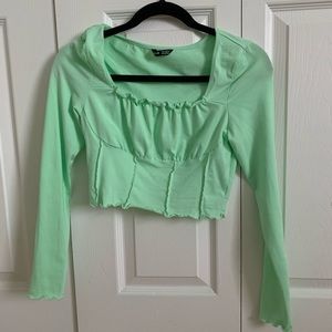 Lime green long sleeve crop top